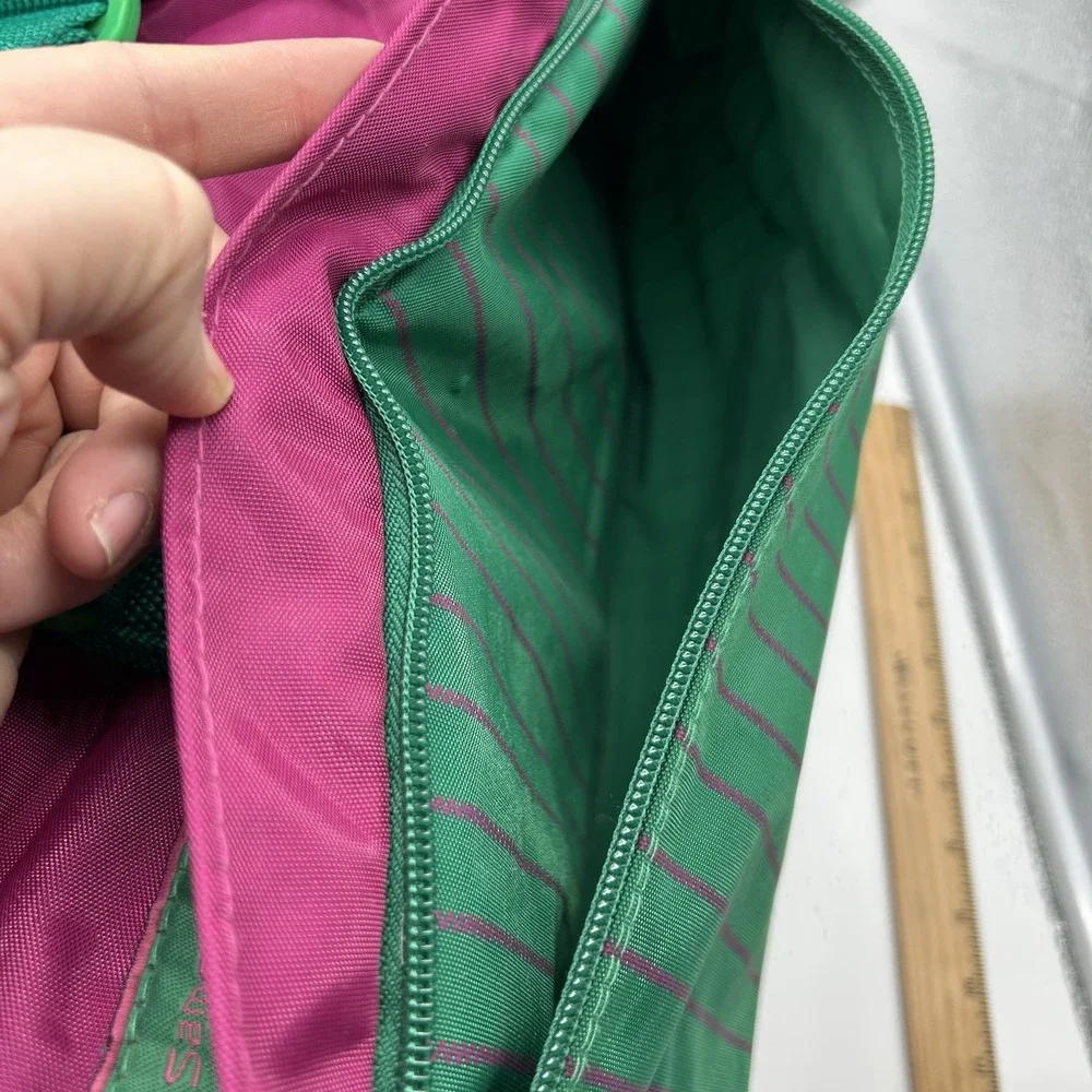 VTG 1991 Samsonite Sammies Luggage Duffle Bag Teal Green‎ Pink Striped